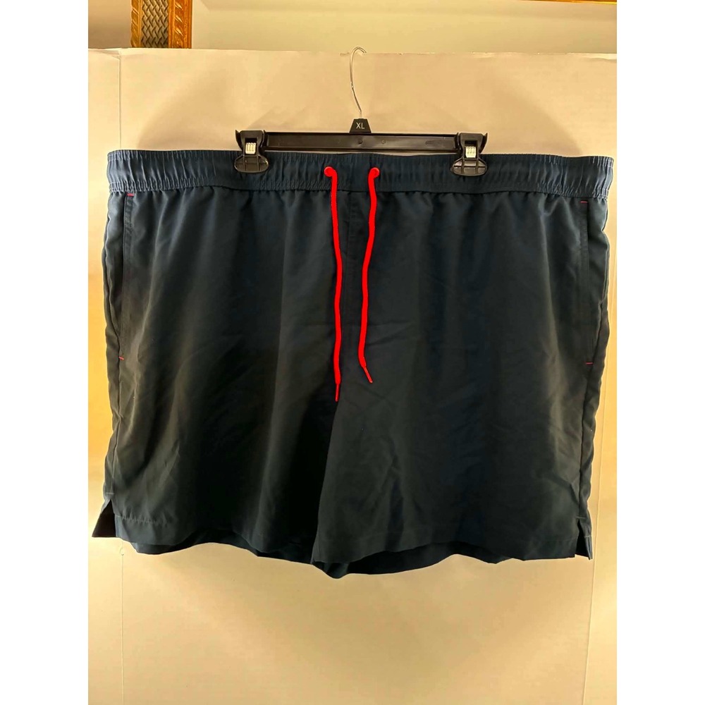 George Mens Swim Trunks Navy Blue Red Drawstring Mesh Lined Size 3XL 48-50